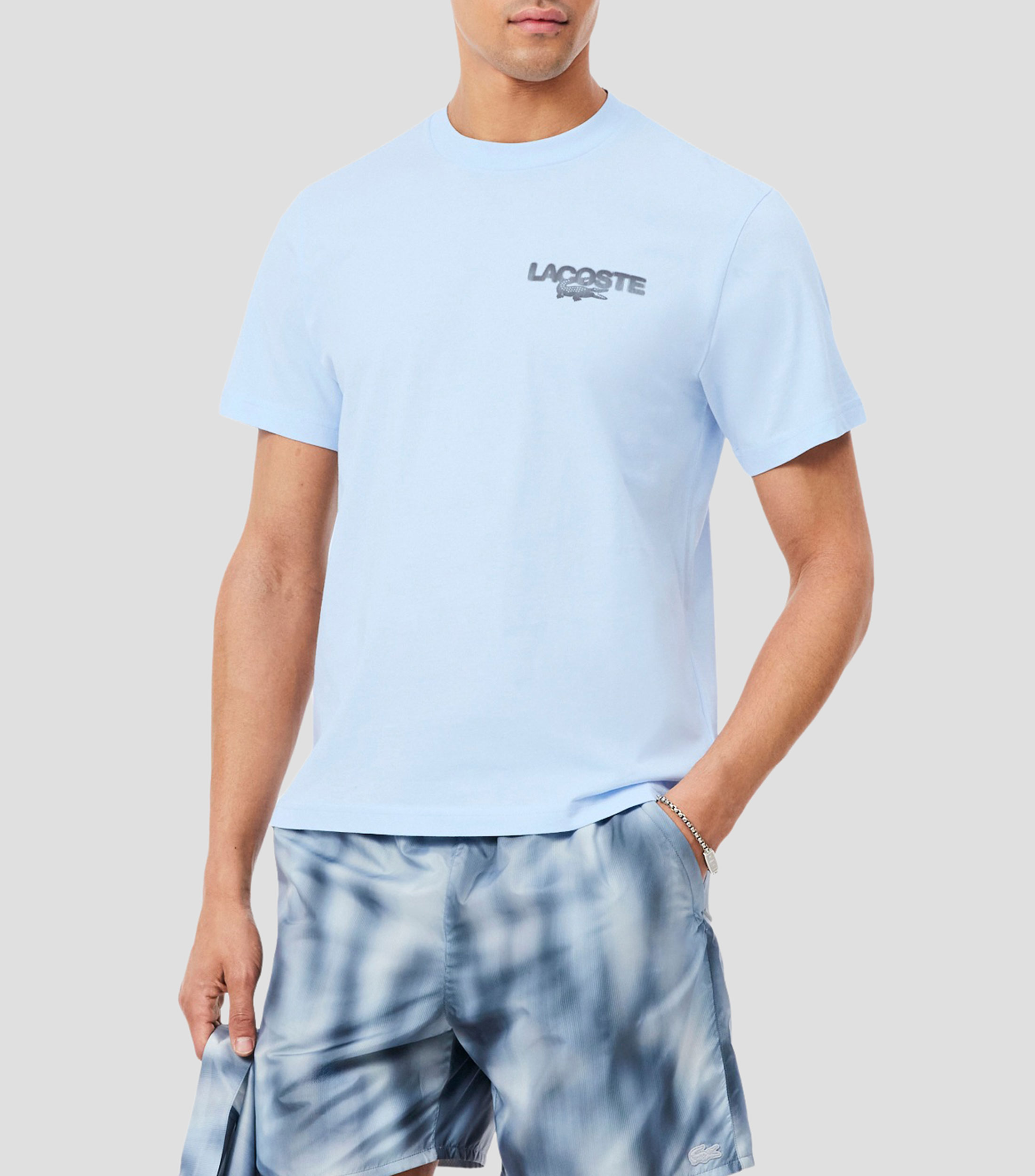 Playera cuello redondo manga corta con estampado Hombre